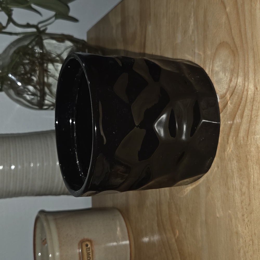Black Textured Ceramic Planter